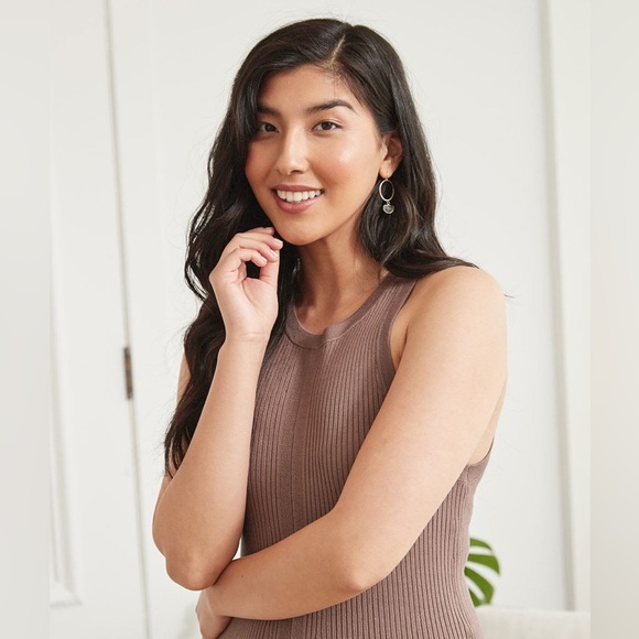 NWT RW&CO Dusty Rose Knit Sleeveless Fit And Flare Crew Neck Dress Size Small - Picture 4 of 7